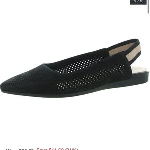 Naturalizer Rory 2 black perforated leather beige sling back flats size 6